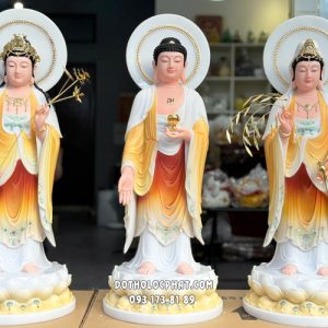 Tây Phương Tam Thánh Đứng Gấm Cam Hào Quang TPTT-063