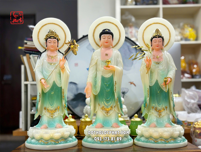 Tây Phương Tam Thánh Áo Xanh Hào Quang TPTT-060