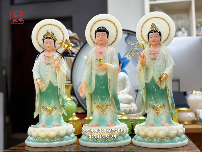 Tây Phương Tam Thánh Áo Xanh Hào Quang TPTT-060
