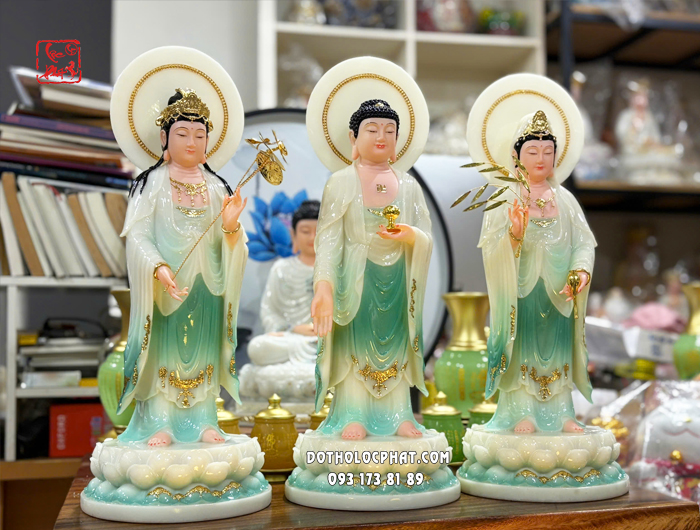 Tây Phương Tam Thánh Áo Xanh Hào Quang TPTT-060