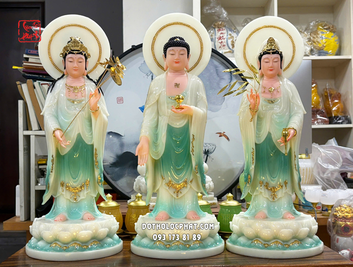 Tây Phương Tam Thánh Áo Xanh Hào Quang TPTT-060