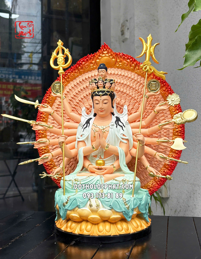 Tượng Thiên Thủ Thiên Nhãn Áo Xanh Composite TTTN-004