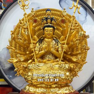 Tượng Thiên Thủ Thiên Nhãn Poly Áo Dát Vàng TTTN-005
