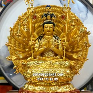 Tượng Thiên Thủ Thiên Nhãn Poly Áo Dát Vàng TTTN-005
