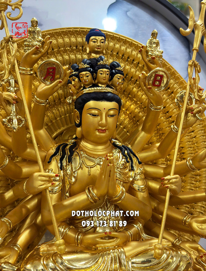 Tượng Thiên Thủ Thiên Nhãn Poly Áo Dát Vàng TTTN-005
