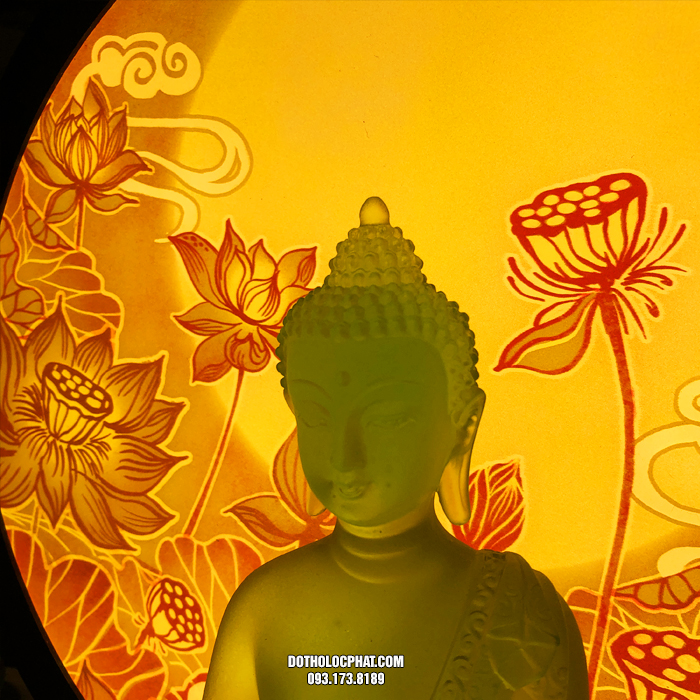 hào quang trúc chỉ họa tiết sen trăng trang trí bàn thờ Phật
