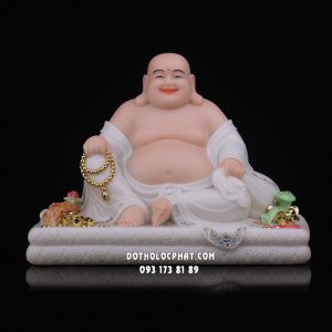 Tượng Phật Di Lặc Trắng Cầm Chuỗi Hạt Đế Chữ Nhật DL-073