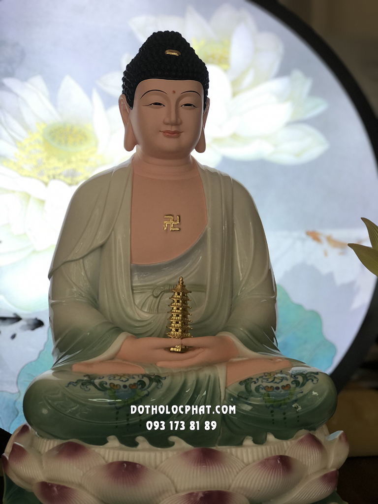 Tượng Phật Dược Sư Áo Xanh Đế Non Nước Poly DS-043