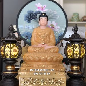 Tượng Phật Thích Ca Thạch Anh Đế 8 Cạnh Viền Vàng TCTT-037
