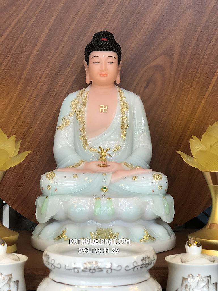 Tượng Phật Dược Sư Áo Rủ Xanh Viền Vàng DS-044