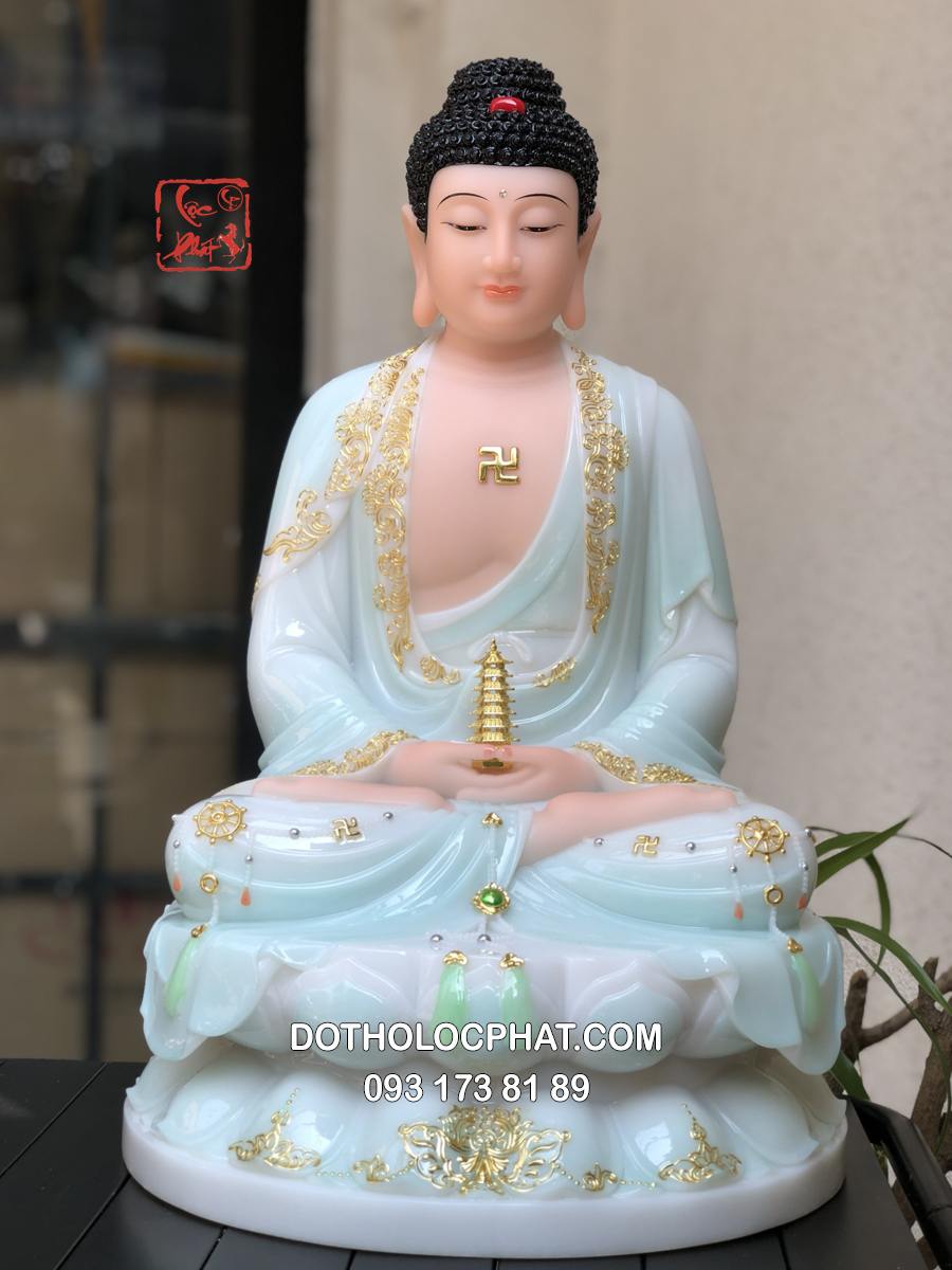 Tượng Phật Dược Sư Áo Rủ Xanh Viền Vàng DS-044