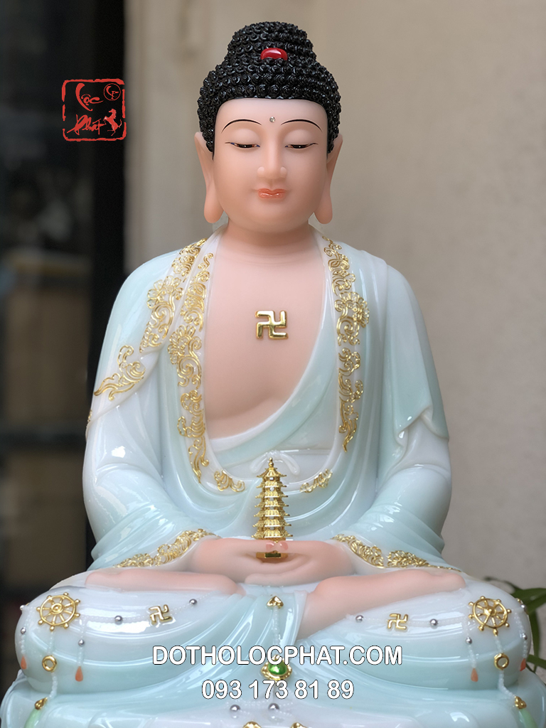 Tượng Phật Dược Sư Áo Rủ Xanh Viền Vàng DS-044