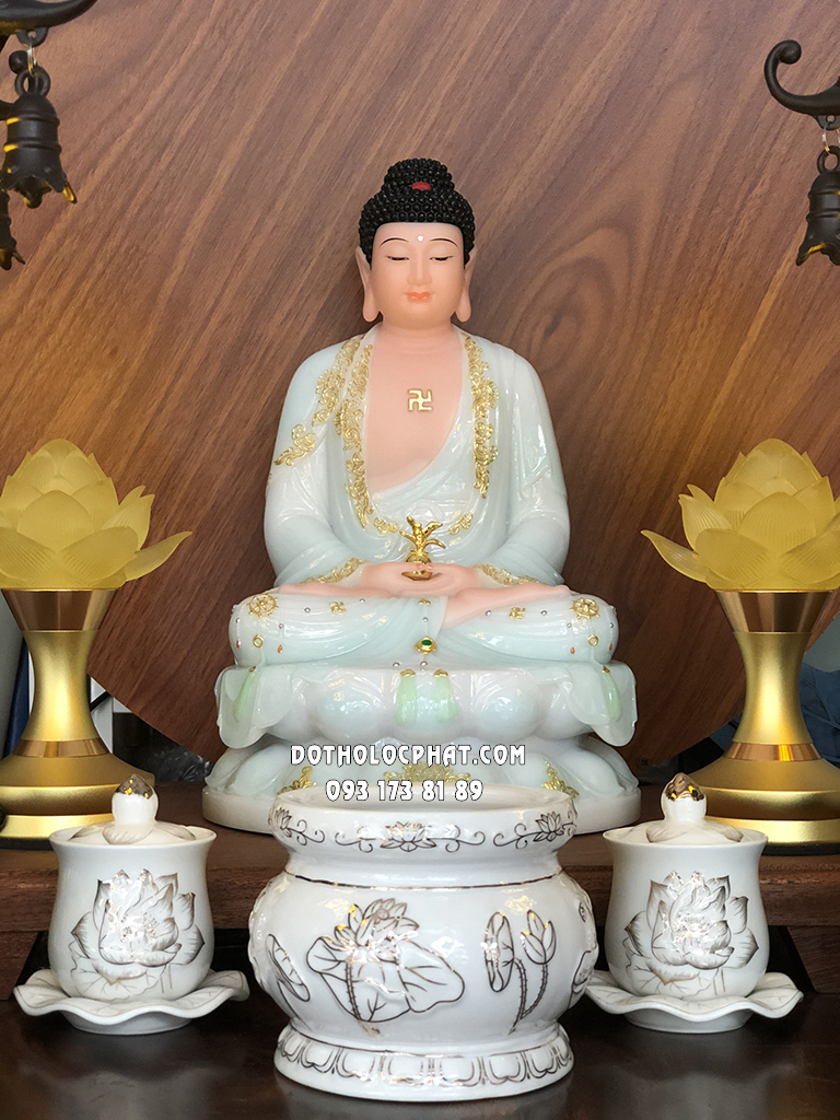 Tượng Phật Dược Sư Áo Rủ Xanh Viền Vàng DS-044