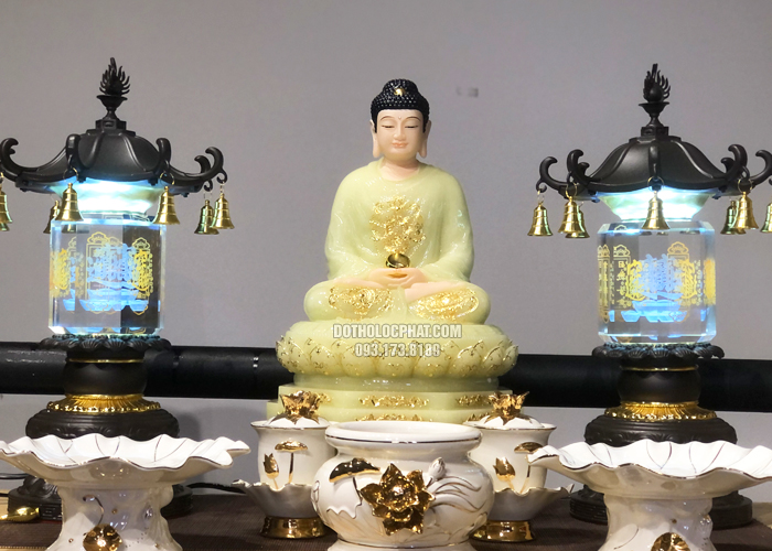 tượng Phật Bổn Sư Thích Ca Mâu Ni thạch ngọc đẹp đế 8 cạnh