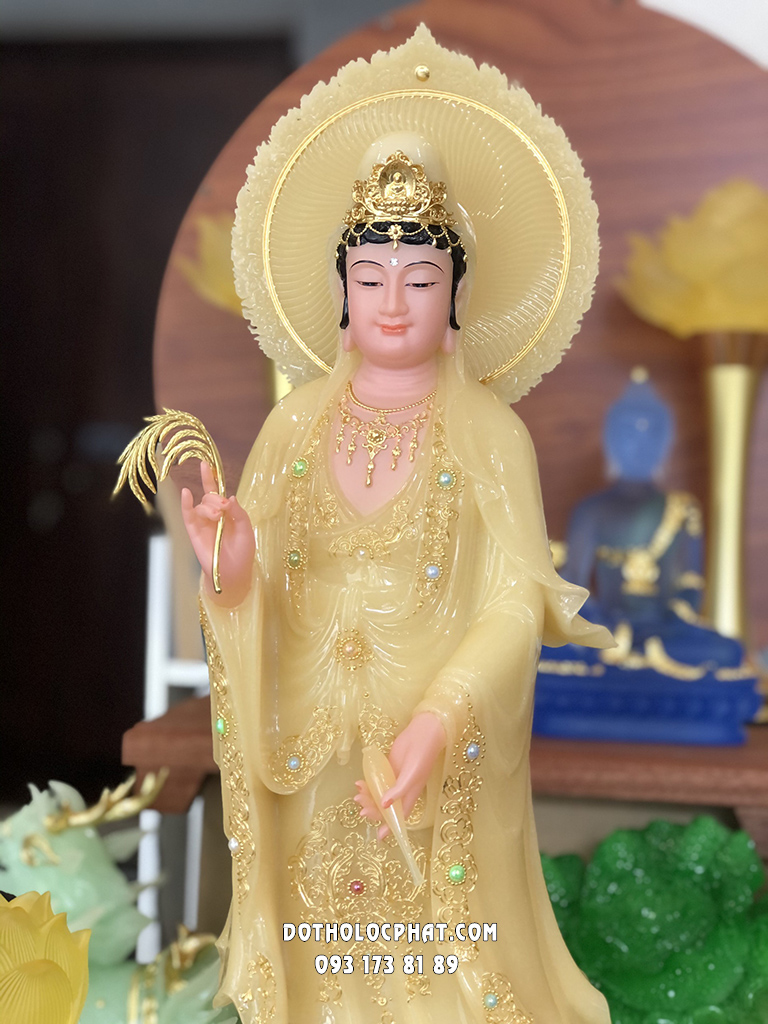 Tượng Quan Âm Bồ Tát Đứng Thạch Anh Hào Quang QABT-092