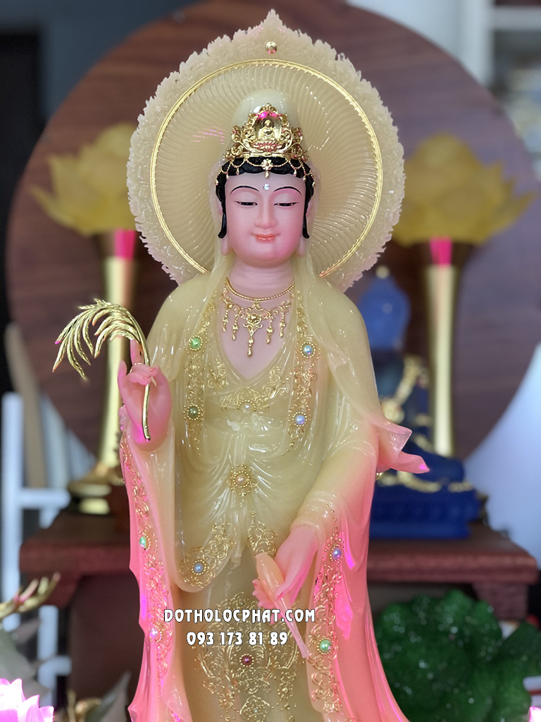 Tượng Quan Âm Bồ Tát Đứng Thạch Anh Hào Quang QABT-092