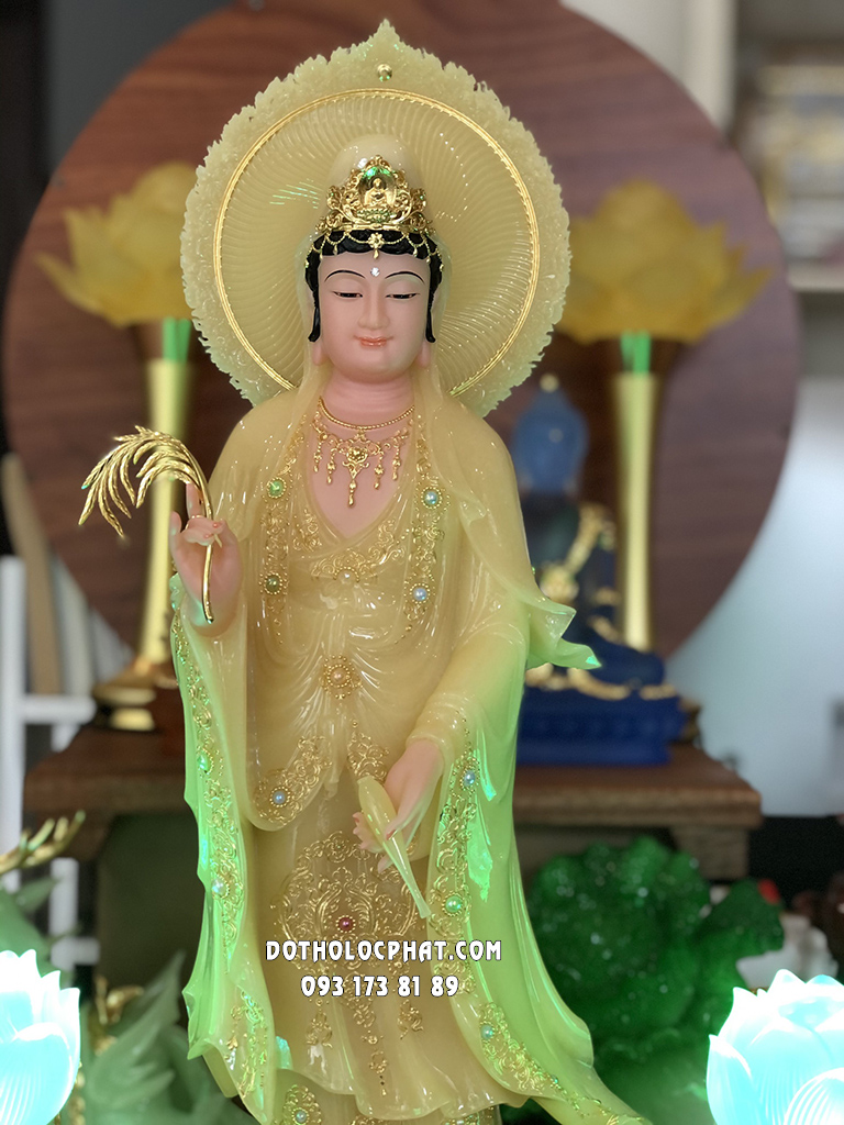 Tượng Quan Âm Bồ Tát Đứng Thạch Anh Hào Quang QABT-092