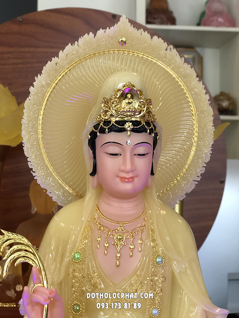 Tượng Quan Âm Bồ Tát Đứng Thạch Anh Hào Quang QABT-092