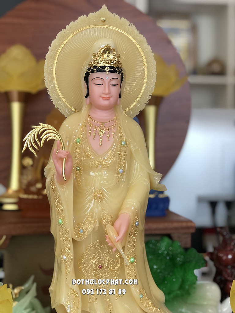Tượng Quan Âm Bồ Tát Đứng Thạch Anh Hào Quang QABT-092