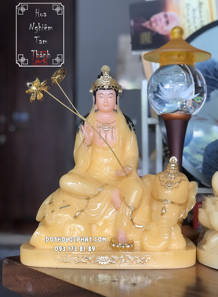 Tượng Hoa Nghiêm Tam Thánh Thạch Anh Đế Tròn HNTT-005