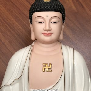 Tượng Phật A Di Đà Sứ Trắng Đế Hồ Sen Nổi ADD-016