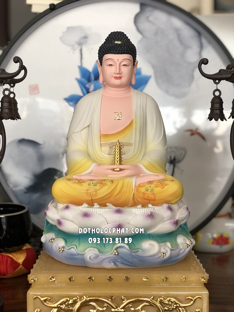 Tượng Phật Dược Sư Áo Vàng Đế Non Nước Poly DS-046