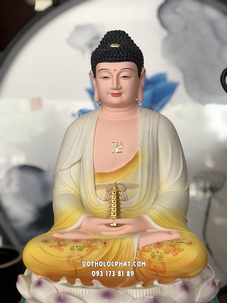 Tượng Phật Dược Sư Áo Vàng Đế Non Nước Poly DS-046