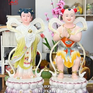Tượng Tiên Đồng Ngọc Nữ đế sen tròn poly