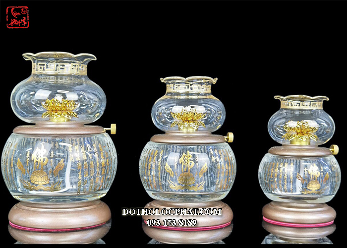 Đèn dầu hoa sen Tâm Kinh bằng pha lê cao cấp nhiều mẫu với nhiều kích thước khác nhau