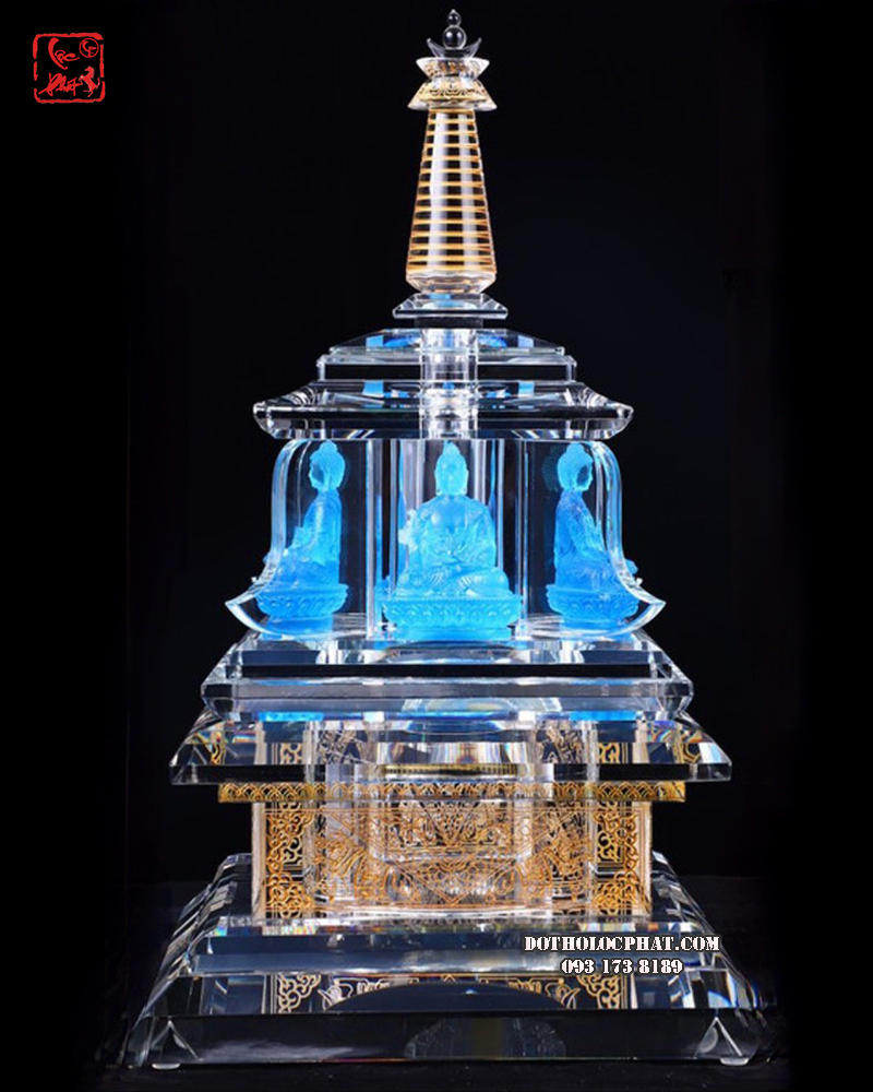 Bảo tháp Xá Lợi Phật Dược Sư (diện tướng Mật Tông) bằng pha lê thủy tinh cao cấp