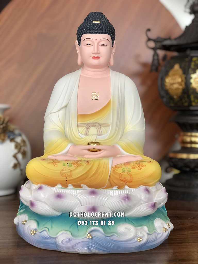 Tượng Phật A Di Đà Áo Vàng Đế Non Nước Poly ADD-020