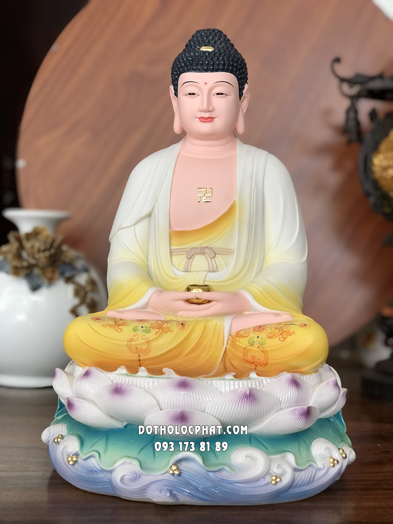 Tượng Phật A Di Đà Áo Vàng Đế Non Nước Poly ADD-020