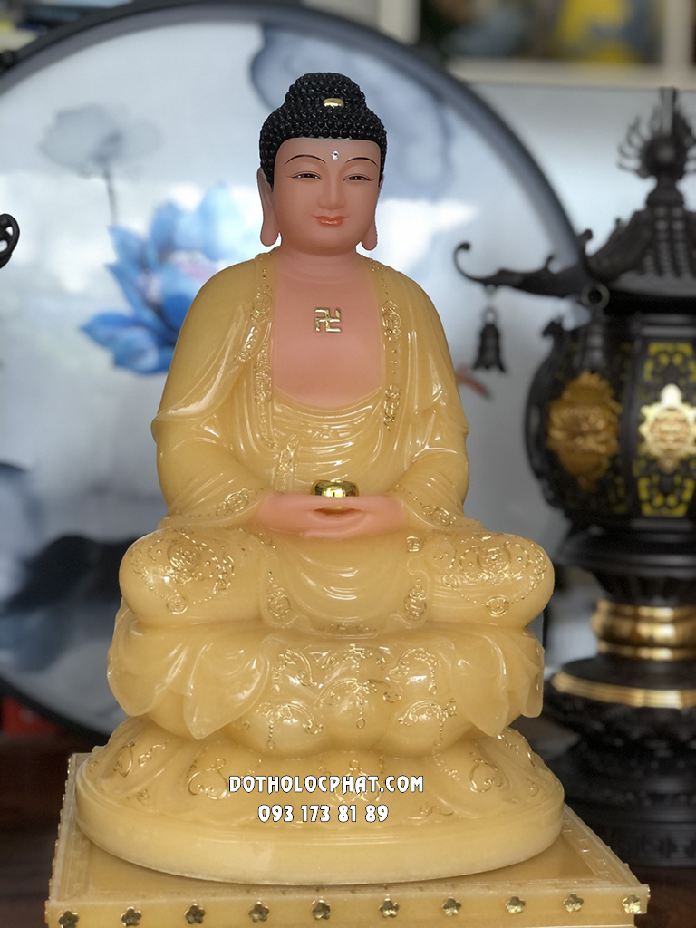 Tượng Phật A Di Đà Thạch Anh Viền Vàng ADD-017