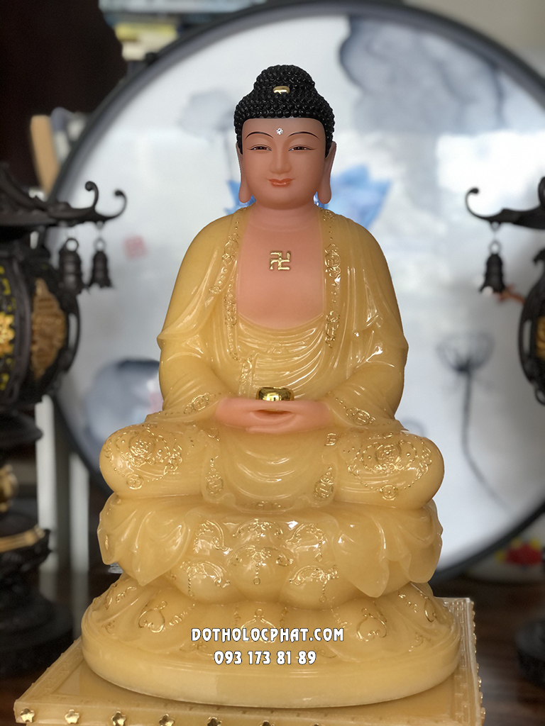 Tượng Phật A Di Đà Thạch Anh Viền Vàng ADD-017