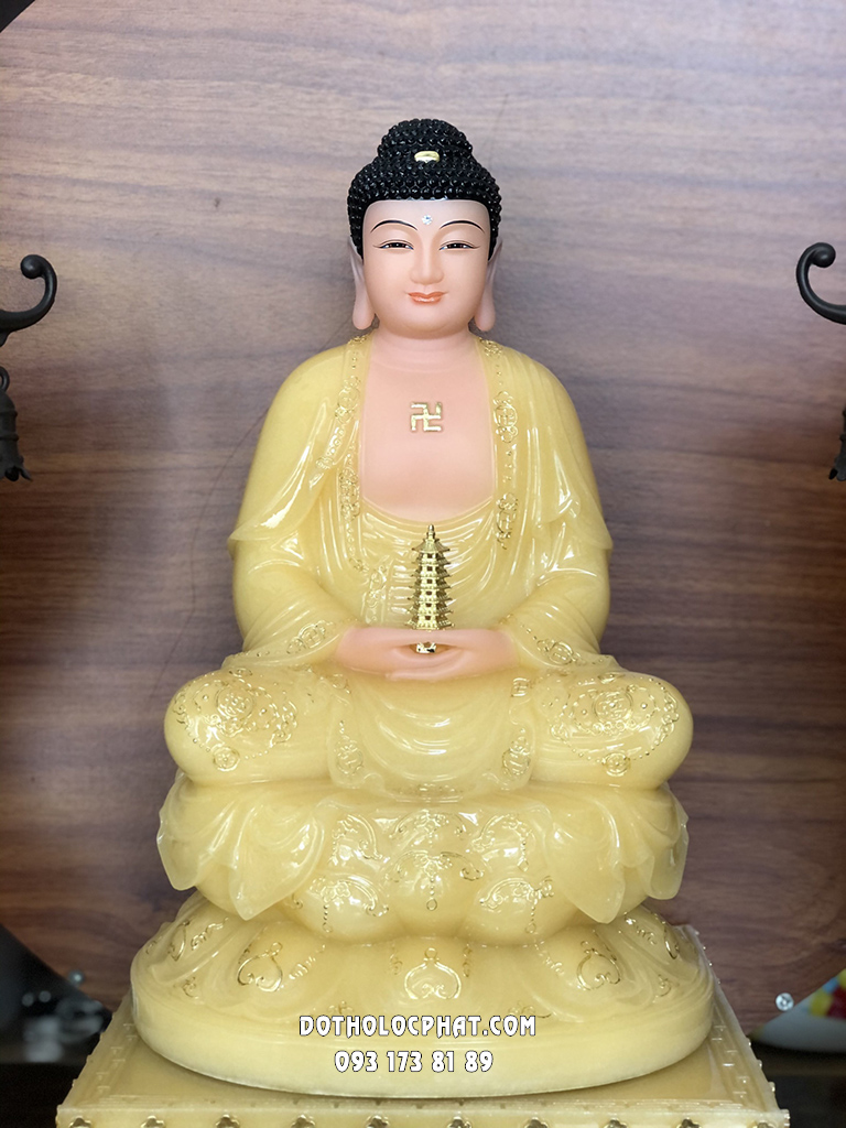 Tượng Phật Dược Sư Thạch Anh Viền Vàng DS-047