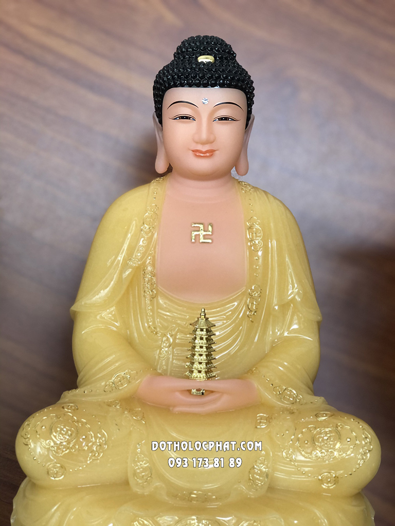 Tượng Phật Dược Sư Thạch Anh Viền Vàng DS-047