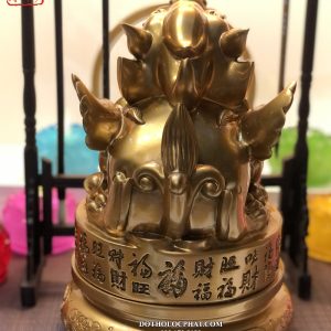 Tượng Tỳ Hưu Phong thủy chiêu tài hóa sát màu đồng khắc chữ đẹp nhất