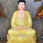 Tượng Phật A Di Đà thạch anh viền vàng áo rũ trang nghiêm, hảo tướng