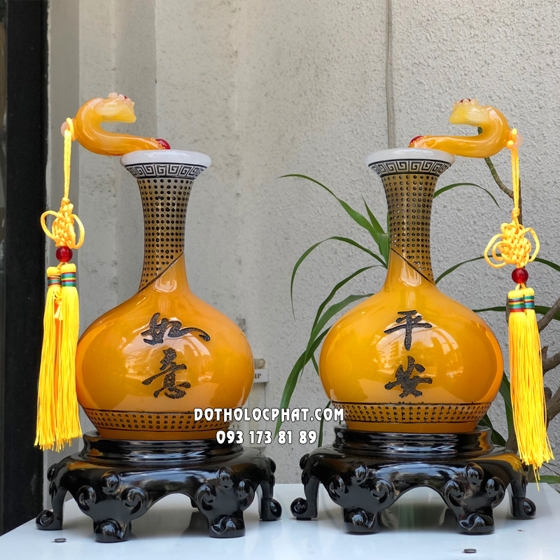 Lục Bình phong thủy tài lộc như ý bình an màu vàng