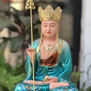 Tượng Địa Tạng Vương Bồ Tát bằng composite xanh áo rũ đẹp