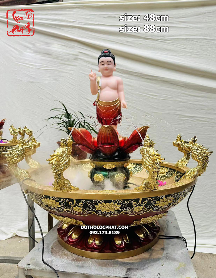 chậu tắm Phật Đản Sanh kèm tượng Phật Đản Sanh đẹp nhất
