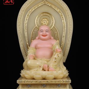 Tượng Phật Di Lặc Thạch Anh Hào Quang Lá Đề DLBT-081