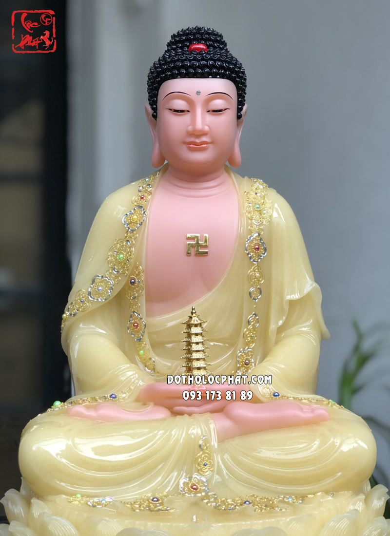 Tượng Phật Dược Sư thạch anh đế sen diện đẹp trang nghiêm