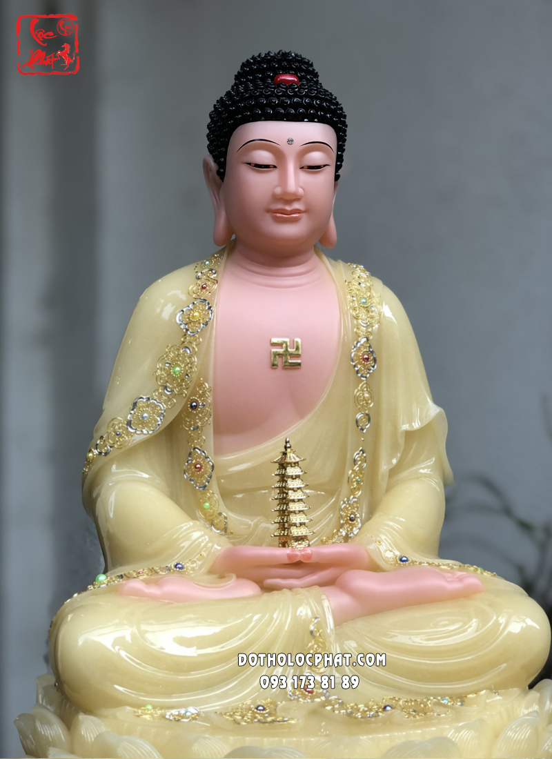 Tượng Phật Dược Sư thạch anh đế sen diện đẹp trang nghiêm