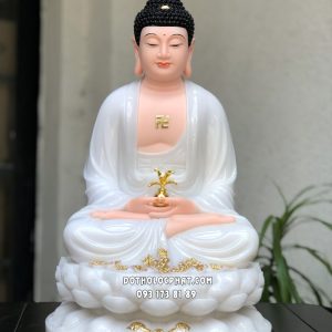 Tượng Phật Dược Sư trắng ngồi đài sen đẹp nhất
