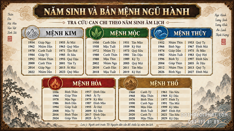 Cách xác định mệnh theo tuổi và năm sinh