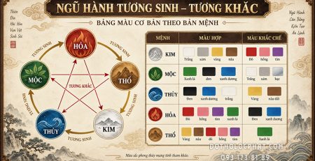 Màu sắc có mối liên hệ với năm yếu tố Kim, Mộc, Thủy, Hỏa và Thổ