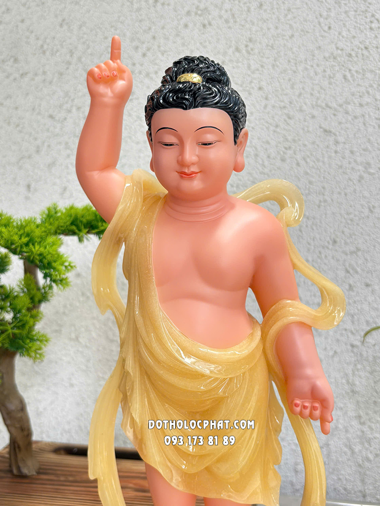 Tượng Phật Đản Sanh Thạch Anh Đế Sen Sóng Nước PDS-020