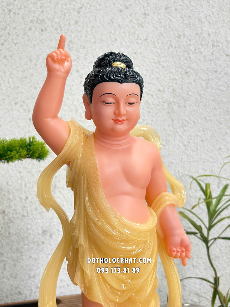 Tượng Phật Đản Sanh Thạch Anh Đế Sen Sóng Nước PDS-020