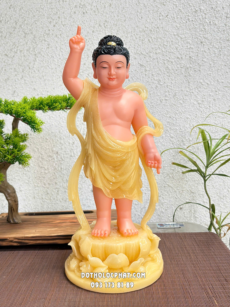 Tượng Phật Đản Sanh Thạch Anh Đế Sen Sóng Nước PDS-020